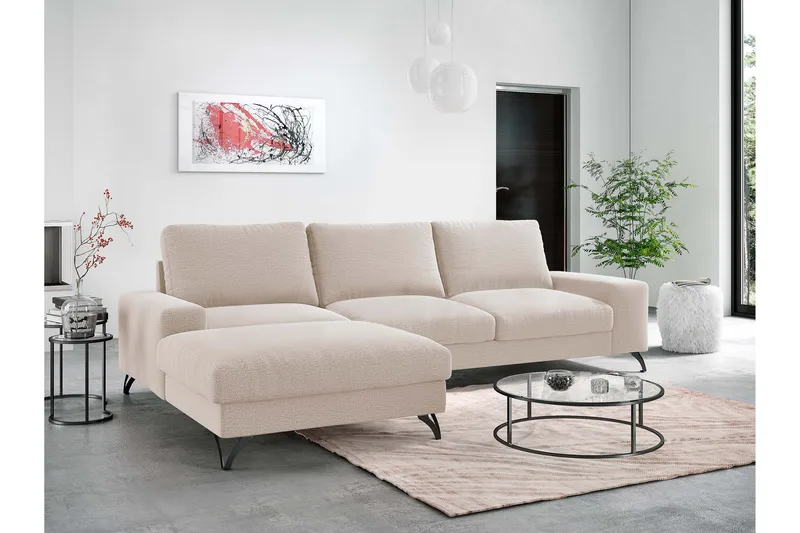 Emet Bäddsoffa med Divan 3-sits - Ljusbrun - Möbler - Soffa - Bäddsoffa