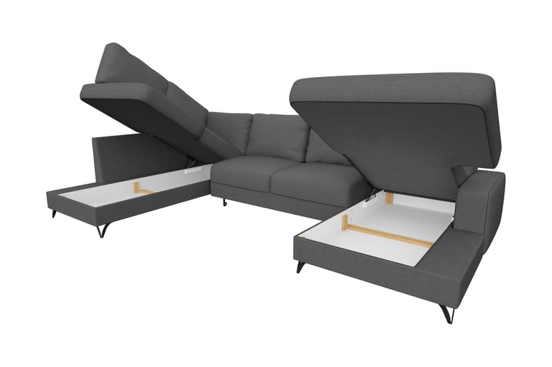 Emet Bäddsoffa med Divan och Schäslong 5-sits - Grå - Möbler - Soffa - Bäddsoffa