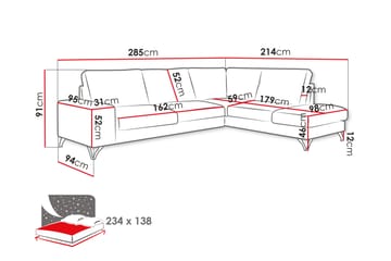 Emet Bäddsoffa med Schäslong 4-sits - Grå - Möbler - Soffa - Bäddsoffa