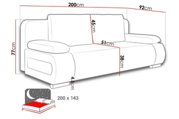 Emma Bäddsoffa 200x94x76 cm - Svart/Grå - Möbler - Soffa - Bäddsoffa