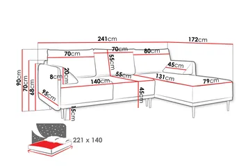 Enaya Bäddsoffa m. Divan 3-sits - Grå - Möbler - Soffa - Bäddsoffa