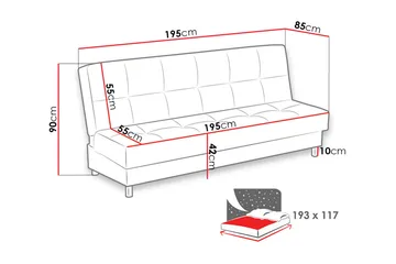 Enduro Bäddsoffa 195x85x90 cm - Grå - Möbler - Soffa - Bäddsoffa