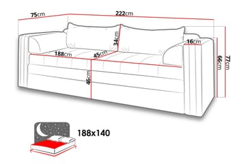 Euforia Soffa 222x75x77 cm - Brun - Möbler - Soffa - Bäddsoffa