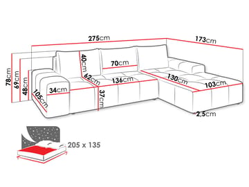 Falor 3-sits Bäddsoffa med divan Högervänd - Ljusgrå - Möbler - Soffa - Bäddsoffa