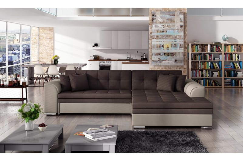 Falseti Bäddsoffa med Divan, Brun/Beige
