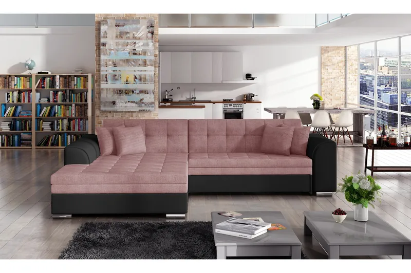 Falseti Bäddsoffa, Rosa/Svart