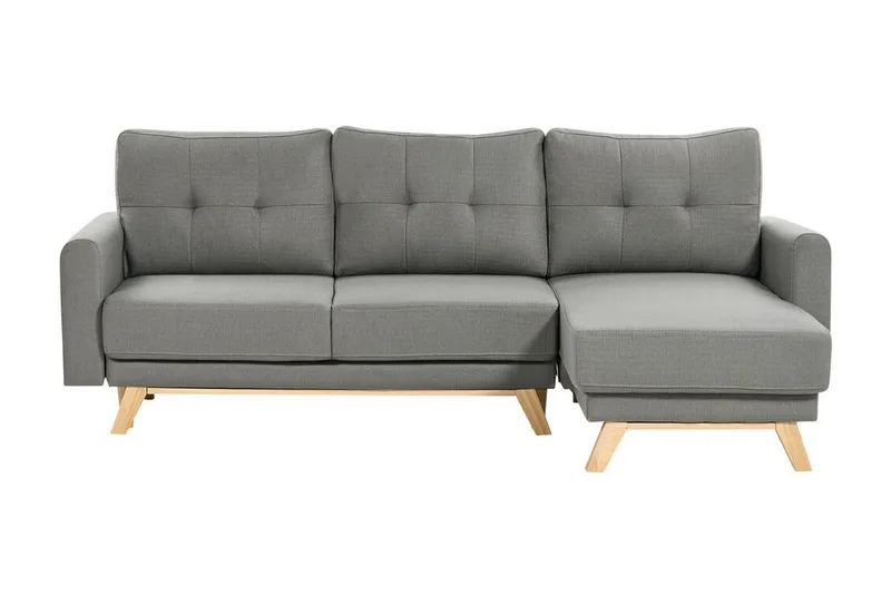 Faustin Hörnbäddsoffa 3-sits - Grå/Ljust trä - Möbler - Soffa - Bäddsoffa