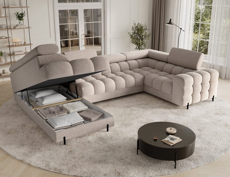 Fectory 6-sits Bubblig Hörnbäddsoffa med Schäslong och förvaring Vänster - Royal 18 - Möbler - Soffa - Bäddsoffa