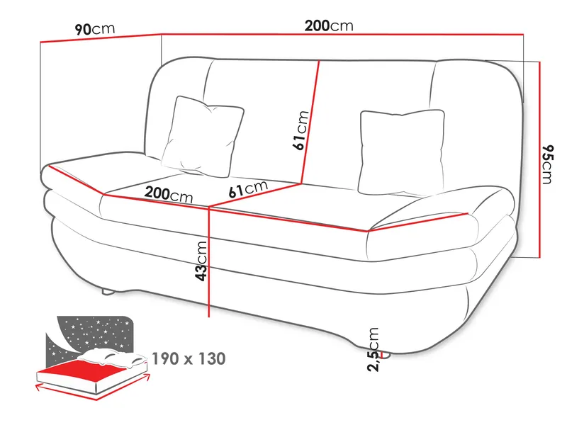 Figurelle Bäddsoffa 2-sits - Grå - Möbler - Soffa - Bäddsoffa