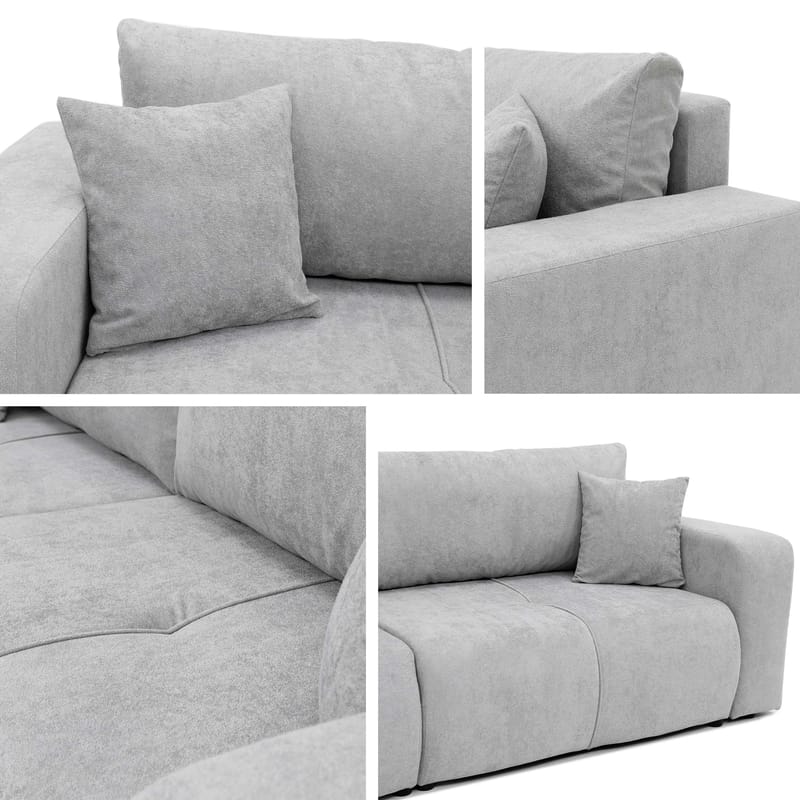 Flo 3-sits Kubisk Bäddsoffa med Förvaring i Bouclé - Beige - Möbler - Soffa - Bäddsoffa