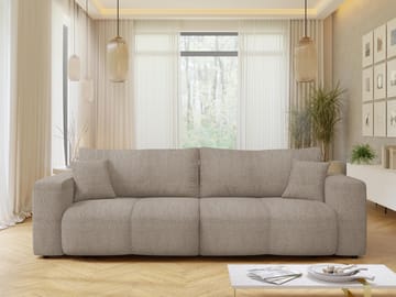 Flo 3-sits Kubisk Bäddsoffa med Förvaring i Bouclé - Beige - Möbler - Soffa - Bäddsoffa