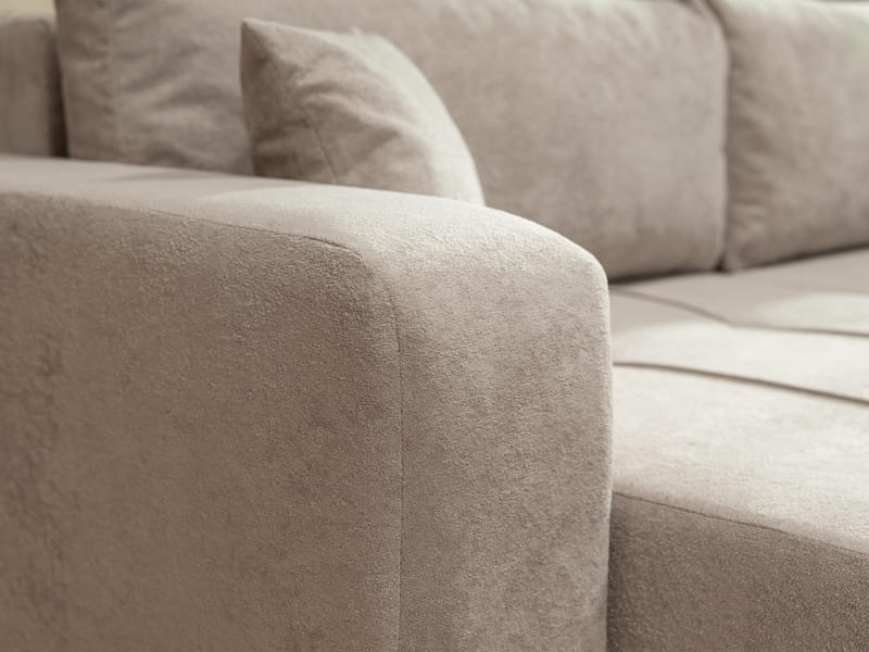 Flo 3-sits Vänster L-formad Bäddsoffa 125x230 cm med Förvaring i Boucle - Brun - Möbler - Soffa - Bäddsoffa