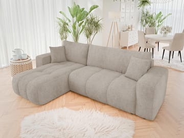 Flo 3-sits Vänster L-formad Bäddsoffa med Förvaring i Boucle - Beige - Möbler - Soffa - Bäddsoffa