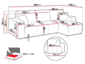 Flo 3-sits Vänster L-formad Bäddsoffa med Förvaring i Boucle - Beige - Möbler - Soffa - Bäddsoffa