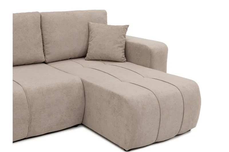 Flo Bäddsoffa Dubbeldivan 4-sits i Plysch - Beige - Möbler - Soffa - Bäddsoffa