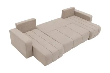 Flo Bäddsoffa Dubbeldivan 4-sits i Plysch - Beige - Möbler - Soffa - Bäddsoffa