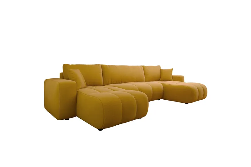Flo Bäddsoffa Dubbeldivan 4-sits i Plysch - Gul - Möbler - Soffa - Bäddsoffa