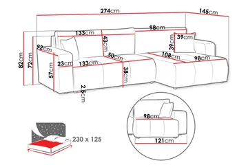 Flo Bäddsoffa med Divan 3-sits - Orange - Möbler - Soffa - Bäddsoffa