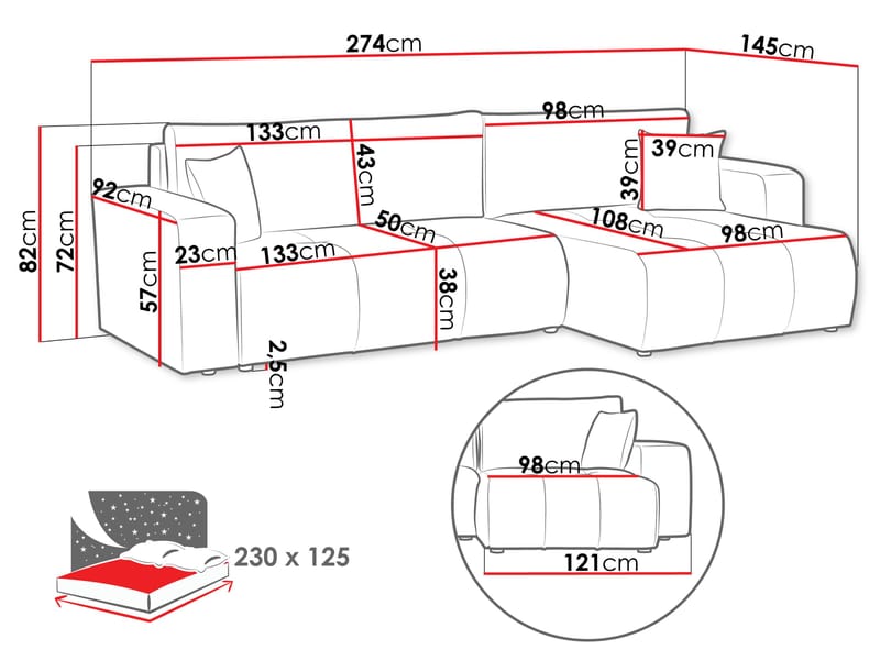 Flo Bäddsoffa med Divan 3-sits - Vit - Möbler - Soffa - Bäddsoffa