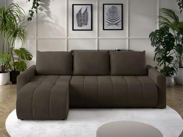 Fynrican 3-sits Bäddsoffa med divan - Polo 877 (mörkbrun) - Möbler - Soffa - Bäddsoffa
