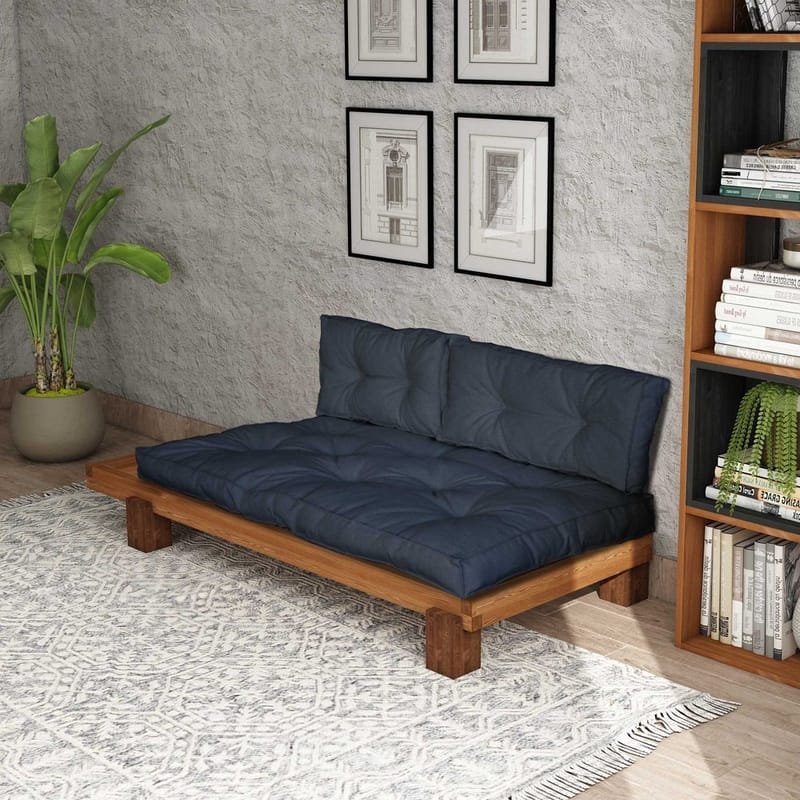 Fynros 2-sits Bäddsoffa - Natur/Marinblå - Möbler - Soffa - Bäddsoffa