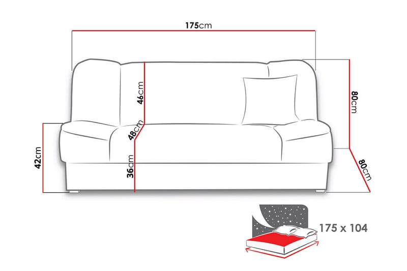 Gabi Soffa 175x80x80 cm - Blå - Möbler - Soffa - Bäddsoffa