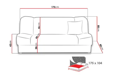 Gabi Soffa 175x80x80 cm - Brun - Möbler - Soffa - Bäddsoffa