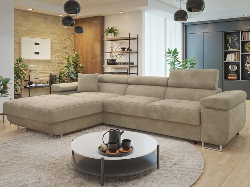 Gabina 3-sits Bäddsoffa med divan - beige - Möbler - Soffa - Bäddsoffa