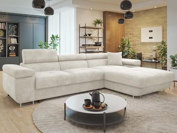 Gabina 3-sits Bäddsoffa med divan - beige - Möbler - Soffa - Bäddsoffa
