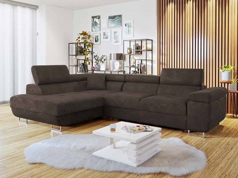 Gabina 4-sits Bäddsoffa med schäslong - brun - Möbler - Soffa - Bäddsoffa