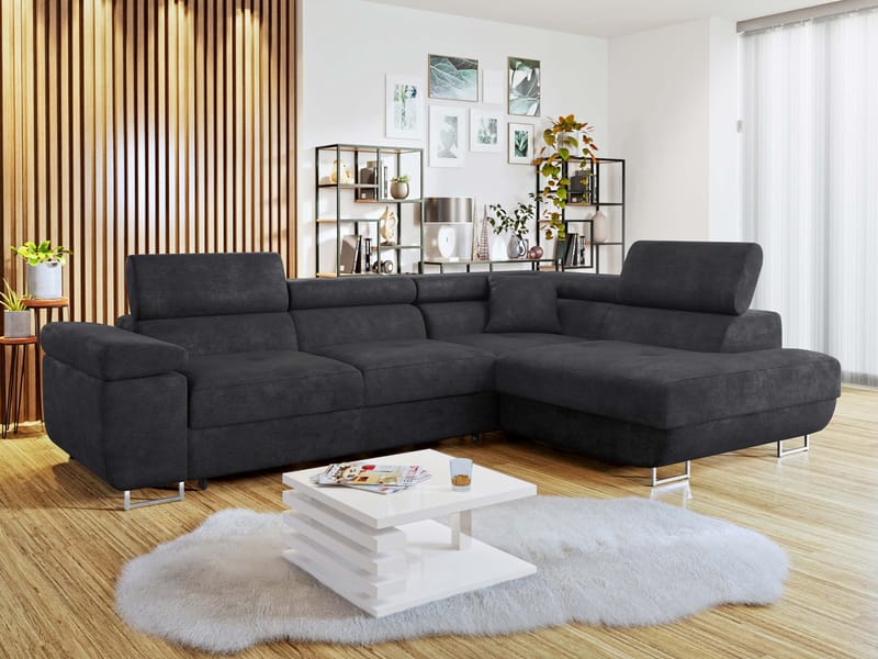 Gabina 4-sits Bäddsoffa med schäslong - svart - Möbler - Soffa - Bäddsoffa