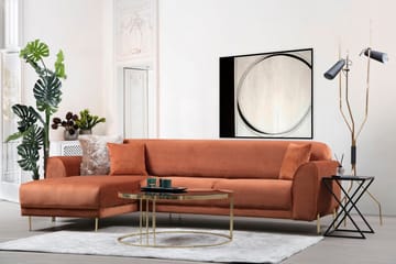 Gajanejos Vänstervänd Divanbäddsoffa 87x237 cm i Sammet - Terracotta - Möbler - Soffa - Bäddsoffa