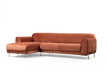 Gajanejos Vänstervänd Divanbäddsoffa 87x237 cm i Sammet - Terracotta - Möbler - Soffa - Bäddsoffa