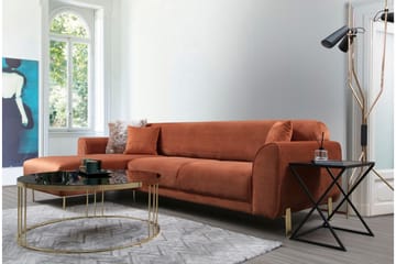 Gajanejos Vänstervänd Divanbäddsoffa 87x237 cm i Sammet - Terracotta - Möbler - Soffa - Bäddsoffa