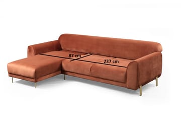 Gajanejos Vänstervänd Divanbäddsoffa 87x237 cm i Sammet - Terracotta - Möbler - Soffa - Bäddsoffa
