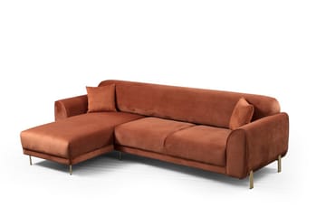 Gajanejos Vänstervänd Divanbäddsoffa 87x237 cm i Sammet - Terracotta - Möbler - Soffa - Bäddsoffa