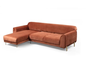 Gajanejos Vänstervänd Divanbäddsoffa 87x237 cm i Sammet - Terracotta - Möbler - Soffa - Bäddsoffa