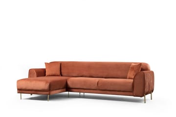 Gajanejos Vänstervänd Divanbäddsoffa 87x237 cm i Sammet - Terracotta - Möbler - Soffa - Bäddsoffa