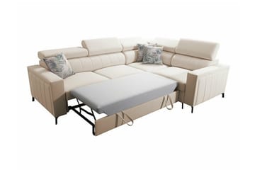 Galbally 3-sits Hörnbäddsoffa Höger 275x198 cm med Förvaring i Sammet - Mörkblå - Möbler - Soffa - Bäddsoffa