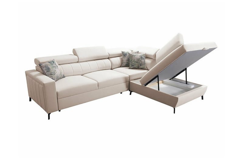 Galbally 3-sits Hörnbäddsoffa Vänster 265x224 cm med Förvaring i Sammet - Mörkblå - Möbler - Soffa - Bäddsoffa