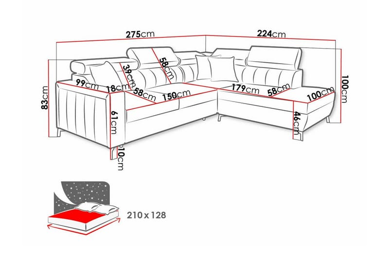 Galbally 3-sits Hörnbäddsoffa - Möbler - Soffa - Bäddsoffa