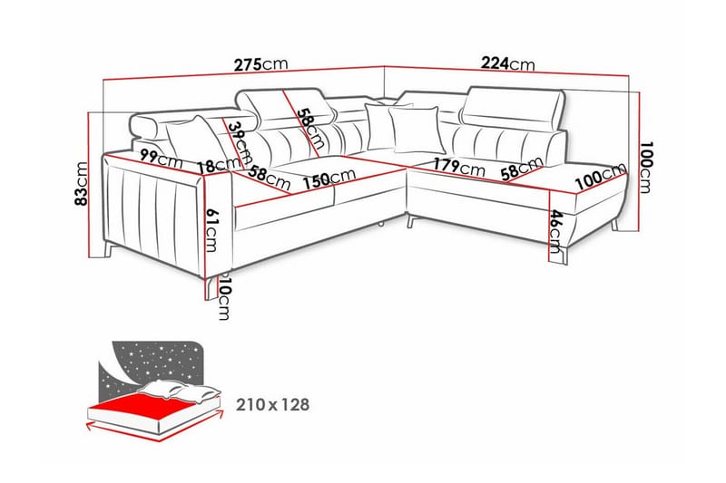 Galbally 3-sits Hörnbäddsoffa - Möbler - Soffa - Bäddsoffa