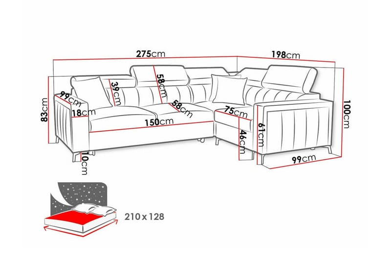 Galbally 3-sits Hörnbäddsoffa - Möbler - Soffa - Bäddsoffa
