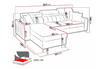 Galbally 3-sits Hörnbäddsoffa - Möbler - Soffa - Bäddsoffa