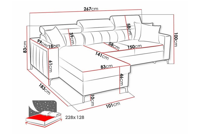 Galbally 3-sits Hörnbäddsoffa - Möbler - Soffa - Bäddsoffa