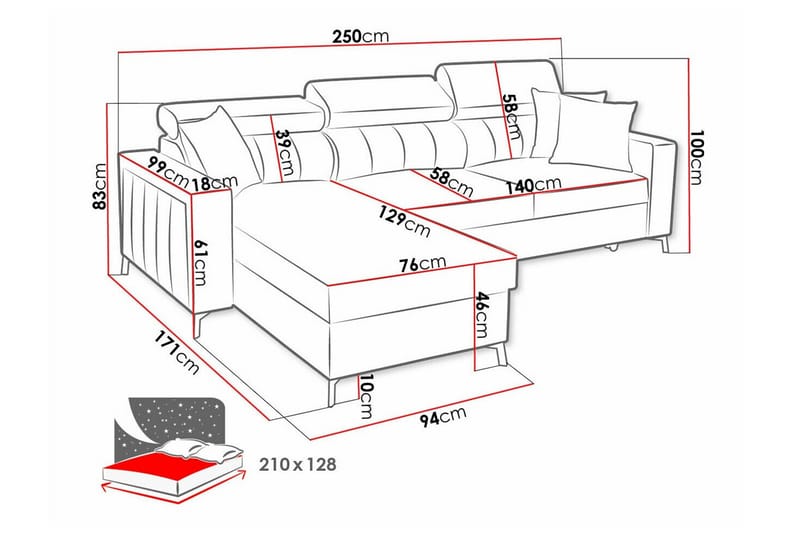 Galbally 3-sits Hörnbäddsoffa - Möbler - Soffa - Bäddsoffa