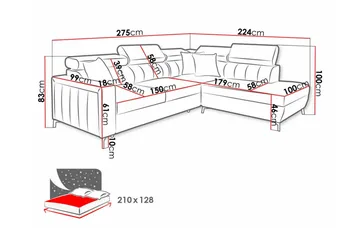 Galbally 3-sits Hörnbäddsoffa - Möbler - Soffa - Bäddsoffa