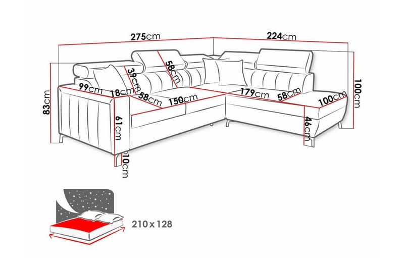 Galbally 3-sits Hörnbäddsoffa - Möbler - Soffa - Bäddsoffa