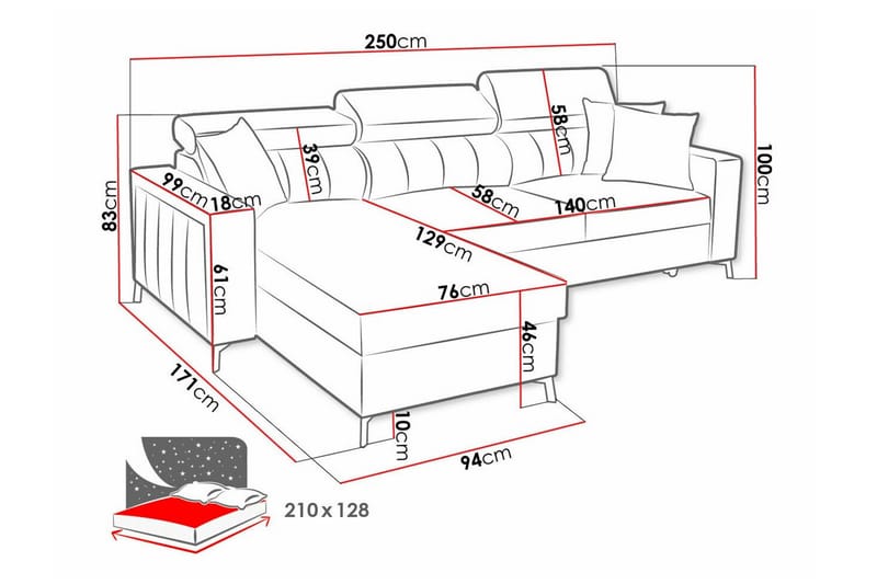 Galbally 3-sits Hörnbäddsoffa - Möbler - Soffa - Bäddsoffa