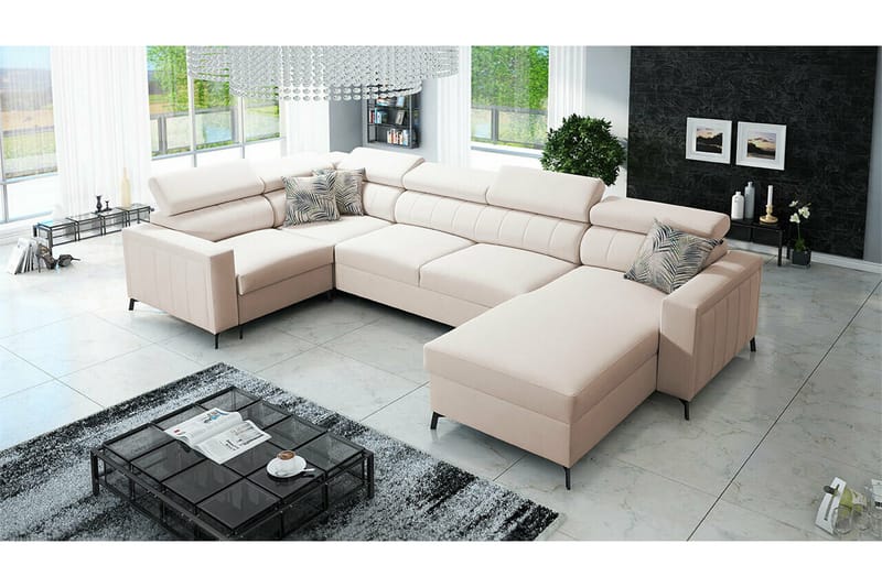 Galbally 4-sits Hörnbäddsoffa Beige/Light beige - Möbler - Soffa - Bäddsoffa